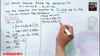 cornout Nash equilibrium from duopoly demand and cost function  microeconomics [upl. by Eelyma118]