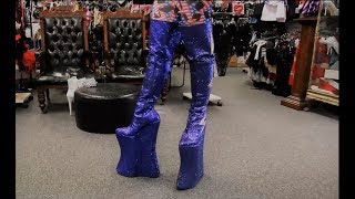 Trying To Walk In Massive 135 Inch Platform Heavy Rock Cosplay Glitter Boots [upl. by Rannug715]