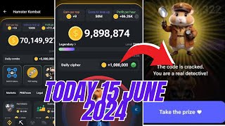 Hamster Kombat Cipher Code 1M Coin Today 15 June 2024 [upl. by Coke]