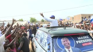 Chad PM and presidential candidate Succes Masra arrives at final campaign rally  AFP [upl. by Kenwood]