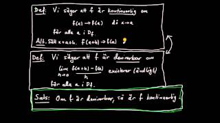 Derivata del 5  deriverbarhet medför kontinuitet bevis [upl. by Emogene838]