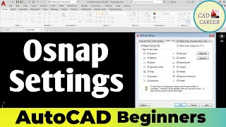 Osnap setting in Autocad  object osnap  object position show end point mid point center point [upl. by Nnylrebma]