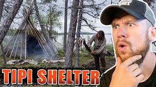 So baut man einen TIPI SHELTER  Bushcraft Lagerbau von Bertram  Fritz Meinecke reagiert [upl. by Granoff]