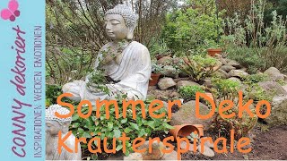 Sommer Deko mit Kräutern und Tontöpfen  Buddha an der Kräuterspirale [upl. by Fleisher611]