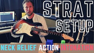 This is how I set up my Strat  Neck relief action and intonation [upl. by Ashok]