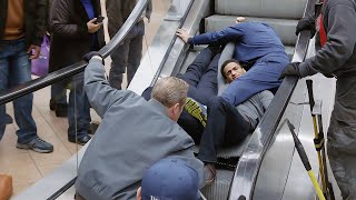 Something broke on an escalator in a mall and everyone fell [upl. by Lewiss]