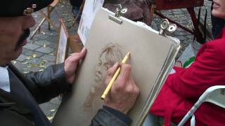 A pastel portrait Tutorial from the Place du Tertre in Paris [upl. by Debee]