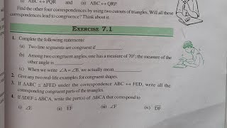 Congruence of Triangles exercise71Chapter7 Class 7th Maths NCERT [upl. by Leschen]