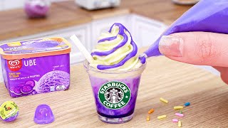 PERFECT Amazing Homemade Miniature Starbucks Purple Frappuccino Recipe  ASMR Cooking Mini Food [upl. by Aitenev249]