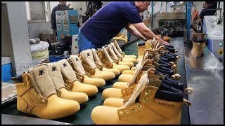 Safety Shoes Mass Manufacturing Process！Impressive Large Factory [upl. by Yrrot485]