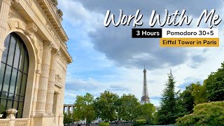 2HOUR WORKSTUDY WITH ME IN PARIS🗼Eiffel Tower View 🎵 LoFi Music Focus Playlist ⏰ Pomodoro 5010 [upl. by Debi]