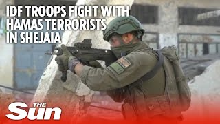 Israeli troops fight with Hamas terrorists in Shejaia Gaza [upl. by Adelric]