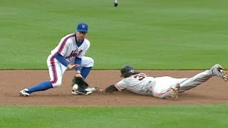 SFNYM Three Giants swipe four bases off the Mets [upl. by Shinberg]