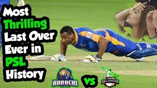 Most Thrilling Last Over Ever in PSL History  LHR Qalandars Vs KHI Kings  Pollard  HBL PSLM1E1 [upl. by Aeht401]