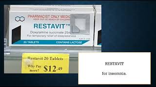 Restavit doxylamine insomnia antihistamine sleep aid OTC Roze pharm [upl. by Lihp]