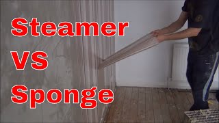 Removing Wallpaper Steamer Vs Sponge [upl. by Niwre472]