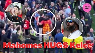 OMG Jackson Mahomes CLINGS to Jason Kelce During Chiefs Super Bowl Celebration [upl. by Tnarb157]