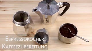 Kaffeezubereitung mit dem Espressokocher  Mokakanne [upl. by Eelarual]