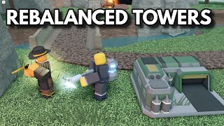 REBALANCED TOWERS  ROBLOX Tower Defense Simulator [upl. by Lupien467]