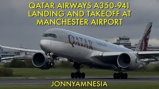 Qatar airways a350941 landing and takeoff at Manchester airport on 28924 [upl. by Haggerty]