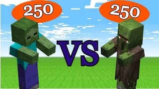 Zombified Villagers 250 vs Zombie Villagers 250 Who will win  V131  Minecraft Mobs War z [upl. by Kelwunn]