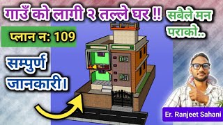 Two storey building design plan with Cost in Nepal  २ तले सानो आवासीय घरको खर्च कति हुन्छ [upl. by Kariotta32]