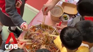 New Singapore record set for most number of people doing Lo Hei recitations [upl. by Nyleahs]