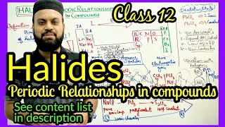 Halides Periodic Relationship in Compounds Types amp Properties of halides and trends Class12Lec14 [upl. by Enninaej]