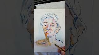 My watercolor study of Andy Warhols Portrait by Alice Neel with RobertSherrill [upl. by Chitkara]