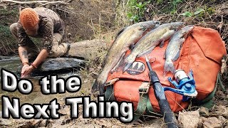 Catch and Cook Catfish With A Telescopic Fishing Rod  Day 22 Of 30 Day Survival Challenge Texas [upl. by Manvil]