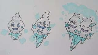 How to draw Pokemon No582 Vanillite No583 Vanillish No584 Vanilluxe [upl. by Polard]