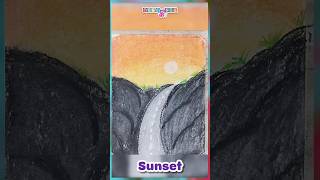 How to Draw a Sunset I Sunset I Easy Sunset Drawing I Crayons I Sunset drawing with Crayons I Colors [upl. by Osy]