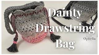 Crochet Drawstring Bag Tutorial  Dainty Drawstring Bag  1 Cotton Cake project [upl. by Ayocat]