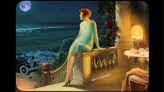 1930s Evening on a Terrace by the ocean w calming waves Oldies playing in another room ASMR v2 [upl. by Attelrac]