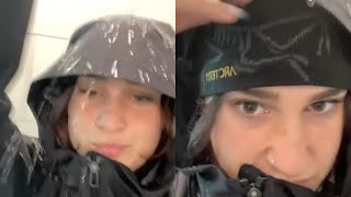 Girl Showers in Full Arcteryx Waterproof Fit [upl. by Kentigerma]