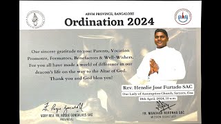 Ordination of Dn Henslie Jose Furtado on 18th April 2024 [upl. by Ahgem]