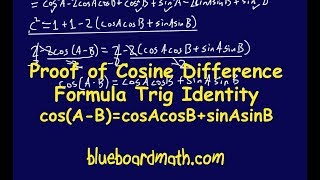 Proof of Cosine Angle Difference Identity  Trigonometry formulas [upl. by Ednalrim]