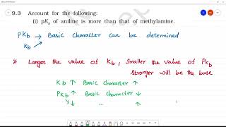 i pKb of aniline is more than that of methylamine [upl. by Klemperer]