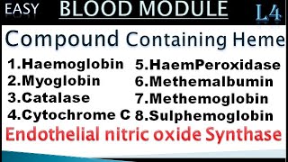 L4 Compounds containing Haem  Haemoglobin Myoglobin Catalase Cytochrome Haem Peroxidase and more [upl. by Mowbray]