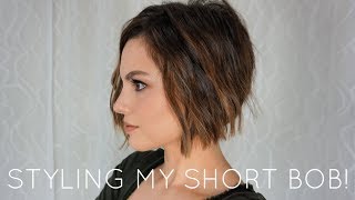 HOW I STYLE MY NEW HAIRCUT  WAVY SHORT BOB [upl. by Richer488]