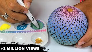 Easy Mandala Art for Beginners Dot Painting Rocks Tutorial Painted Stones Step by Step Oval Egg Rock [upl. by Atilegna957]