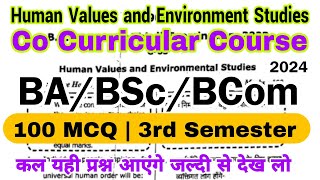 co curricular  human values and environmental studies  ba bsc bcom 3rd semester solved paper 2024 [upl. by Iphigeniah]