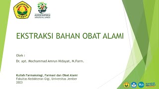 Ekstraksi bahan obat alami [upl. by Mit]