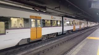 Renfe Rodalies 447 saliendo de BarcelonaSants hacia LHospitalet de Llobregat [upl. by Ahsonek]