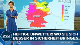 WETTER IN DEUTSCHLAND Überschwemmungen und Sturzfluten erwartet Unwetter und Gewitter im Südwesten [upl. by Ardaid771]