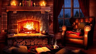 Stormy Night Cozy Cabin Ambience with Relaxing Rain and Fireplace Sounds for Sleeping and Reading [upl. by Julius]