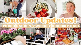 SMALL PORCH GARDEN CLEAN  DECORATE  WEEKLY GROCERY HAUL  HOMEMAKING MOTIVATION 2024  MarieLove [upl. by Frasquito]