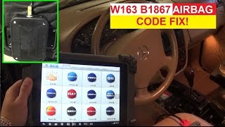 B1867 Airbag Code Mercedes W163 Diagnostic and Fix with MaxiSys MS908P ML230 ML270 ML320 ML430 ML350 [upl. by Novello]