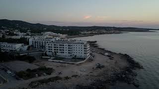 Alma Beach Ibiza Evening drone shots Incredible view of the local hotels and beaches [upl. by Igenia388]