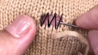 How to Repair a Hole in a Sweater With a Sewing Needle If You Dont Have a Crochet Hook [upl. by Kehr236]